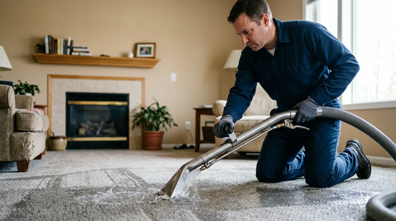 Water damage restoration technician working near Riverton, KS